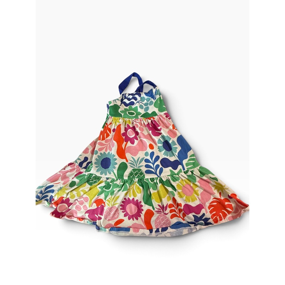 Mini Boden Girls Tropical Floral Pineapple Halter Tiered Dress Multi 2-3Y 98cm